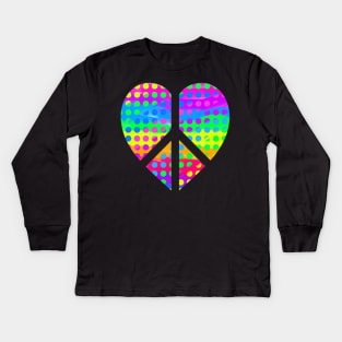 Pop Art Peace and Love Kids Long Sleeve T-Shirt